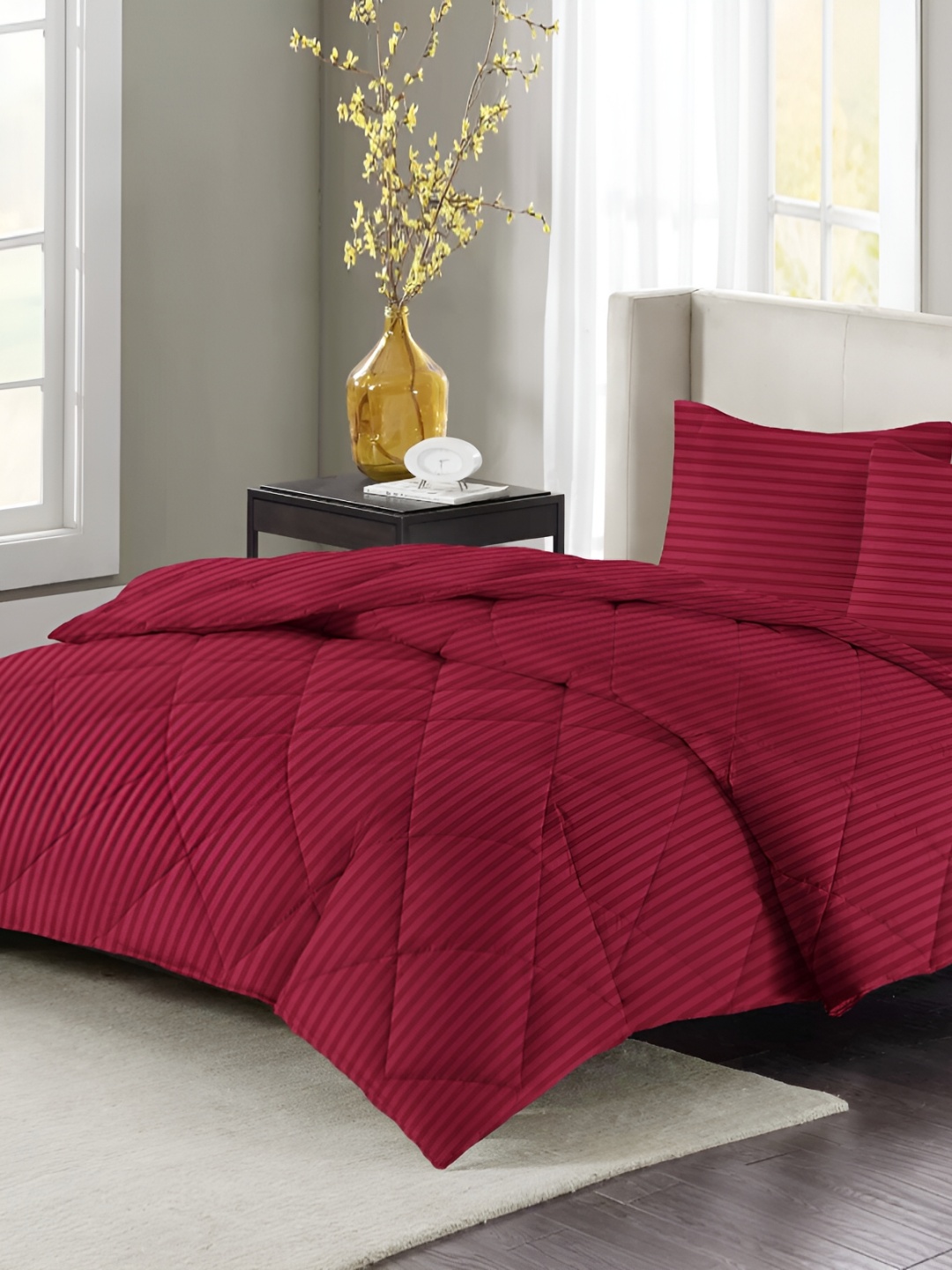 

bsb home Red Striped Microfiber Double King Superfine Bedding Set