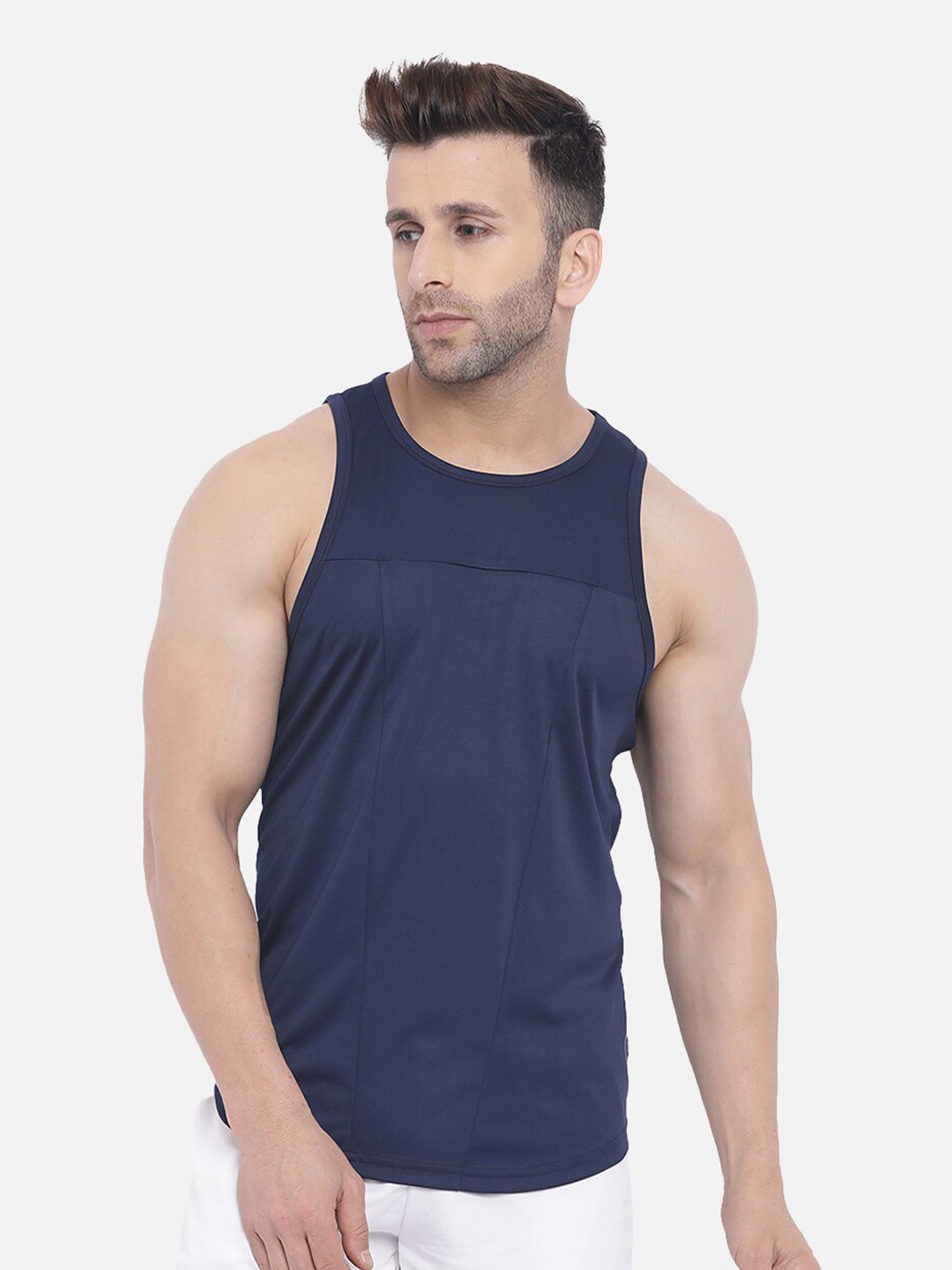 

CHKOKKO Round Neck Gym Vest, Navy blue