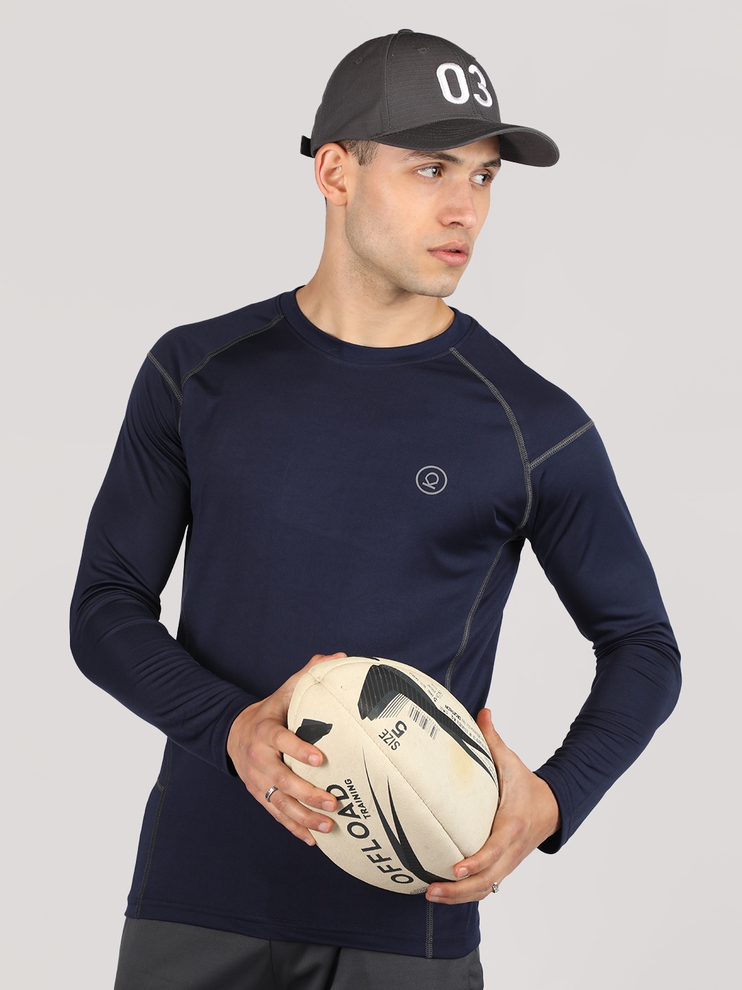 

CHKOKKO Raglan Sleeves Ultra-Soft Dry Fit Sports T-shirt, Navy blue