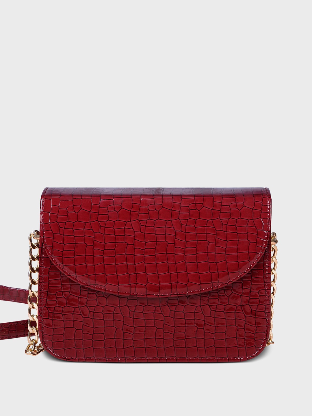 

The Wallet Store Textured Leather Structured Sling Bag, Red