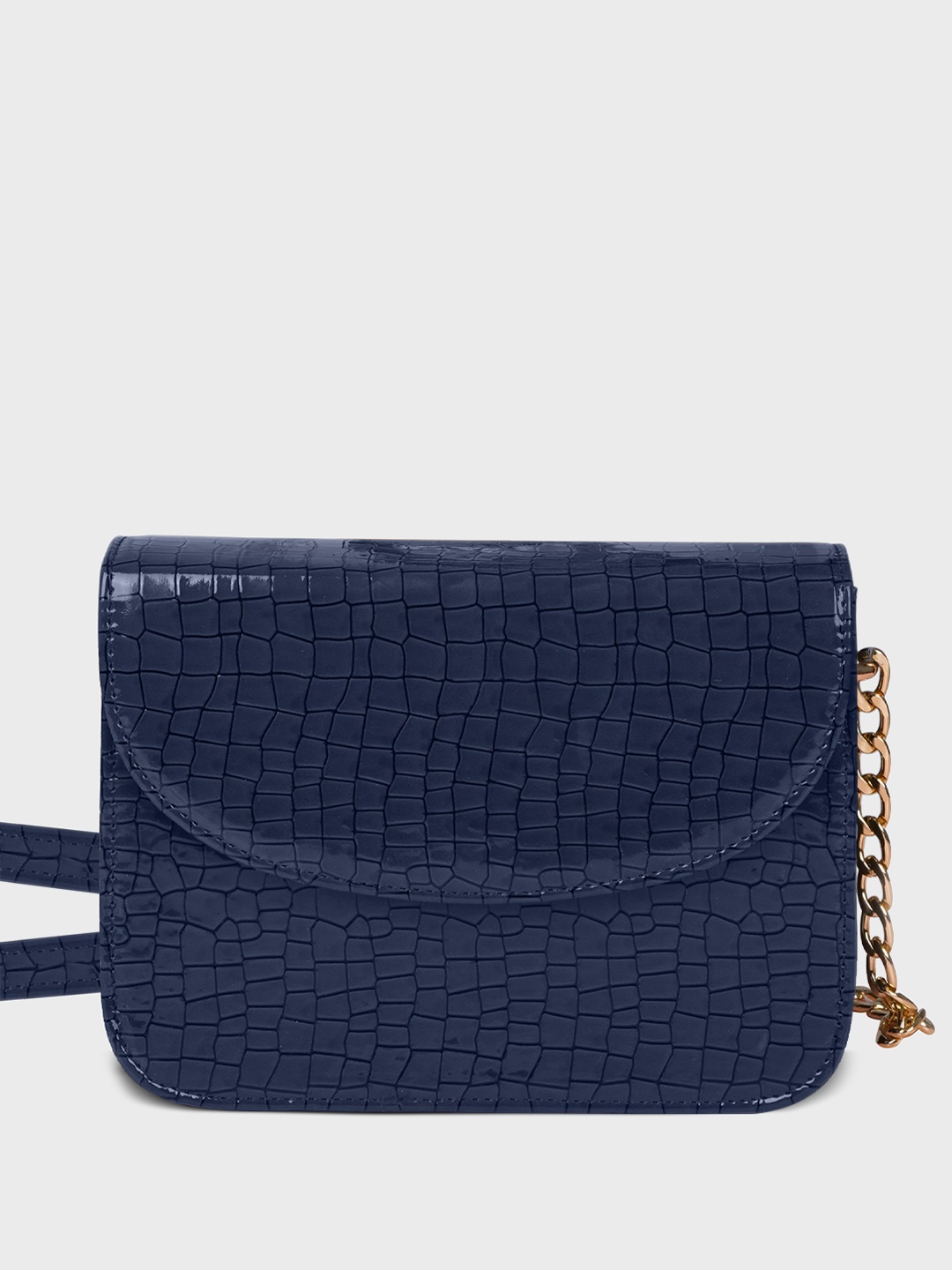 

The Wallet Store Textured PU Structured Sling Bag, Blue