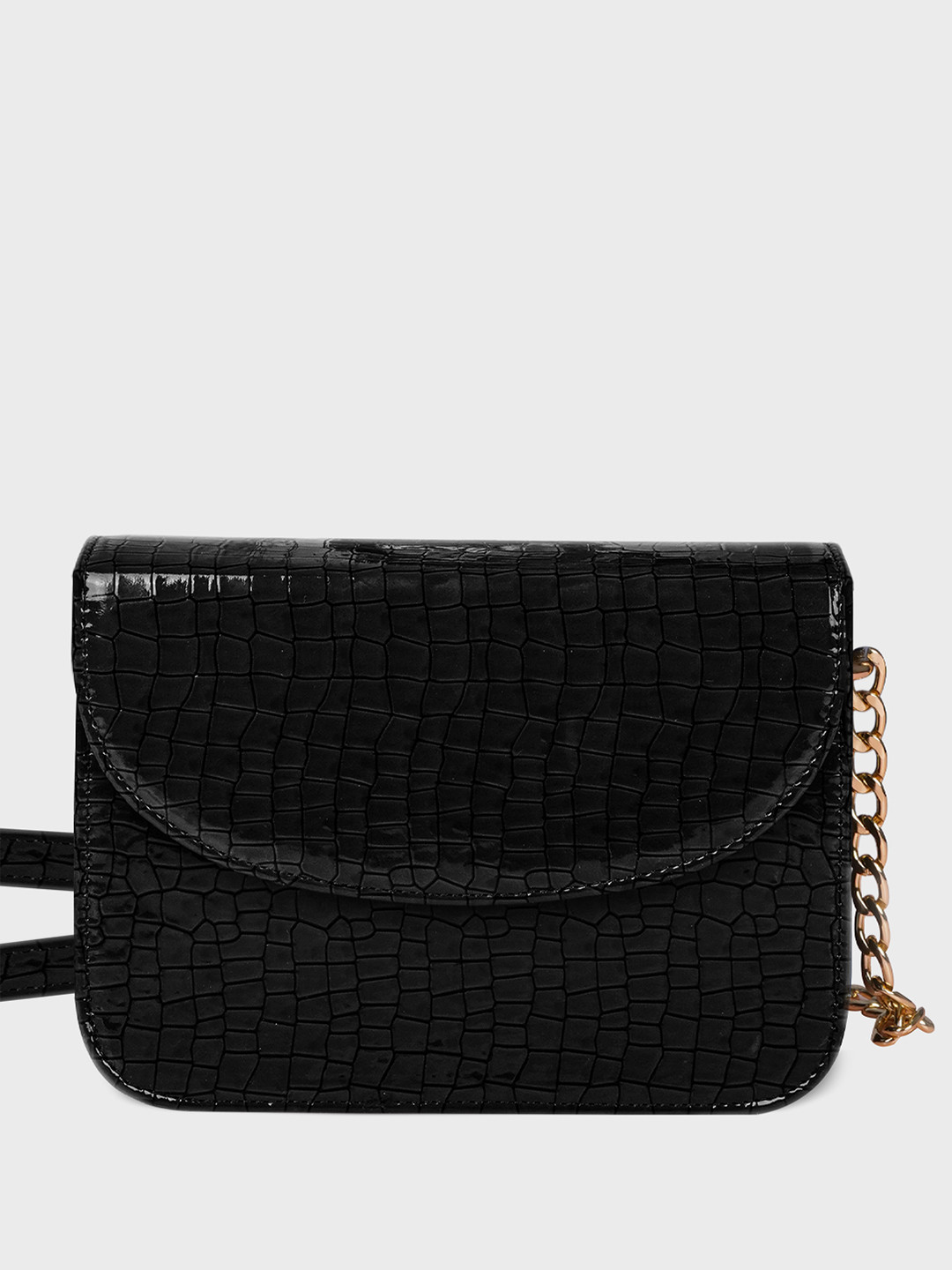 

The Wallet Store Textured PU Structured Sling Bag, Black
