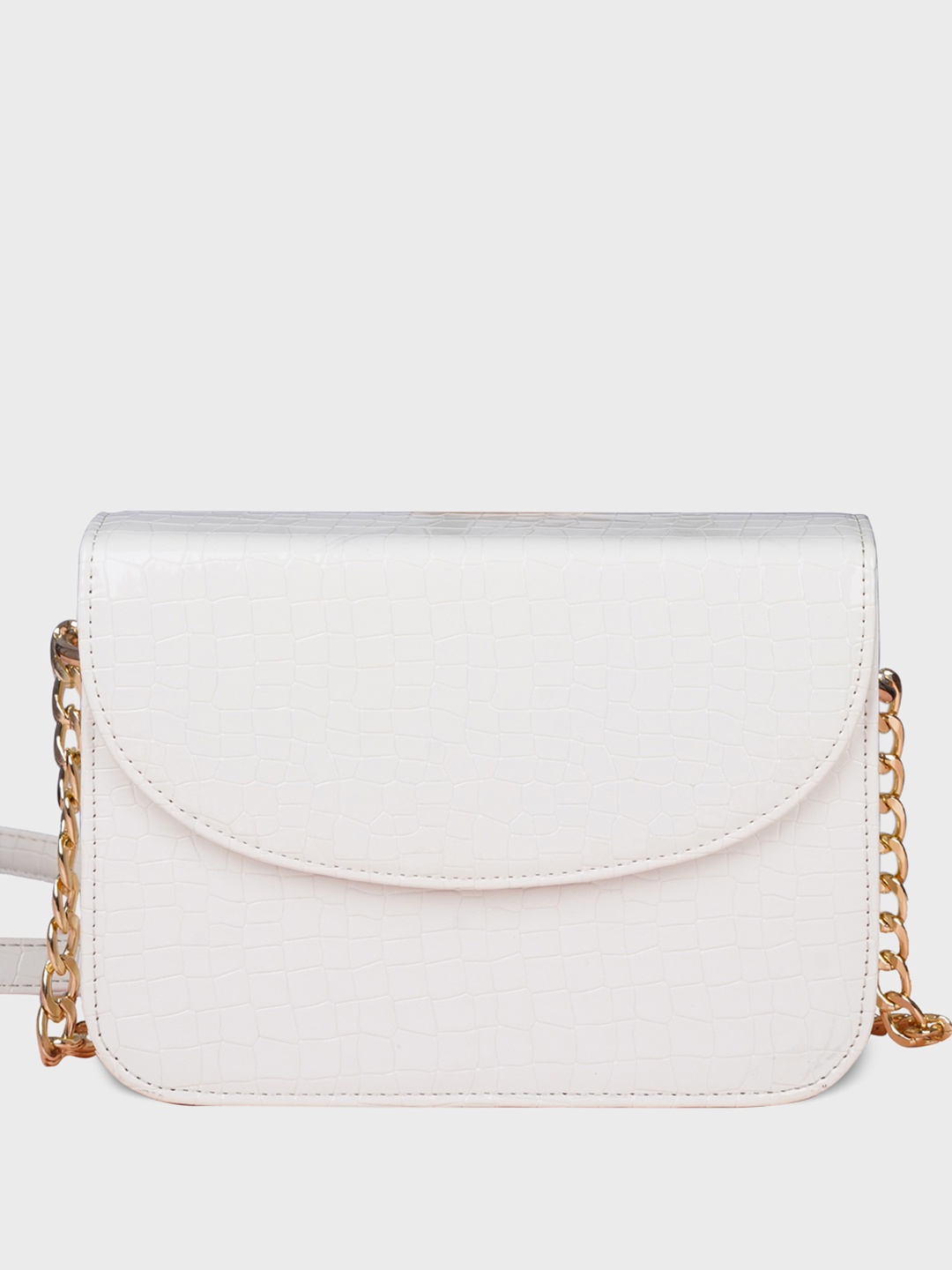 

The Wallet Store Textured Leather Structured Sling Bag, White