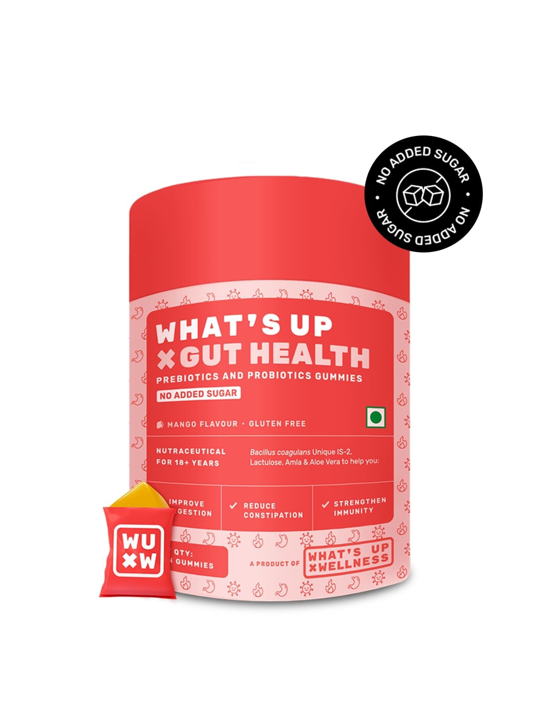 

What's Up Wellness Gut Health Gummies - 30 Gummies, Peach