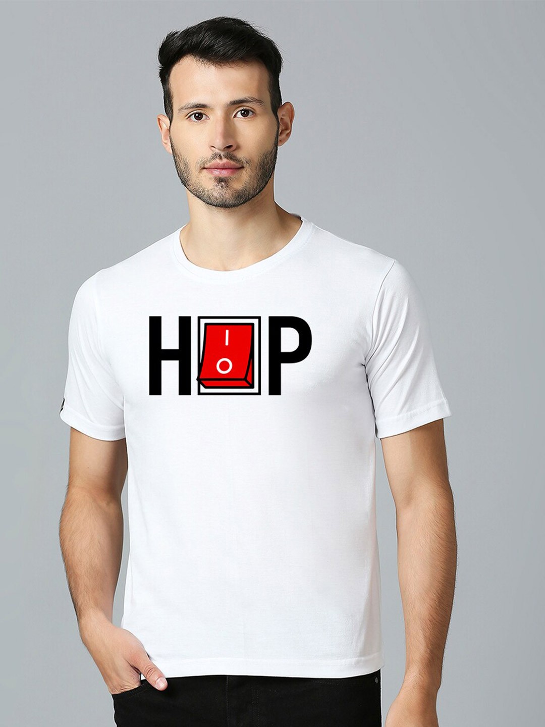 

MOD ECRU Printed Round Neck T-shirt, White