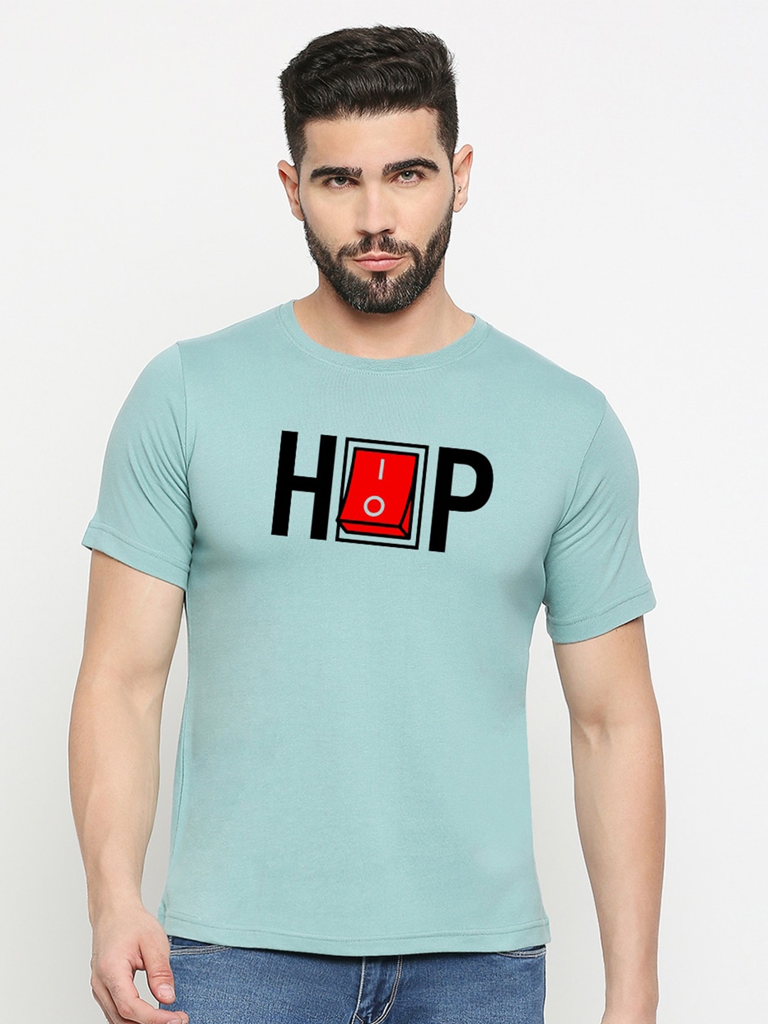 

MOD ECRU Printed Round Neck T-shirt, Green