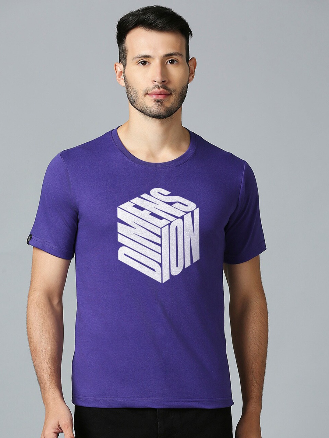 

MOD ECRU Printed Round Neck T-shirt, Purple