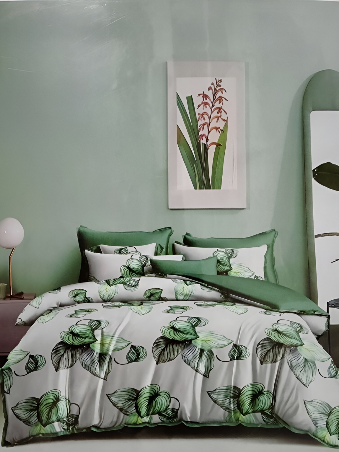 

Signature Grey & Green Floral 160 TC King Bedsheet with 2 Pillow Covers