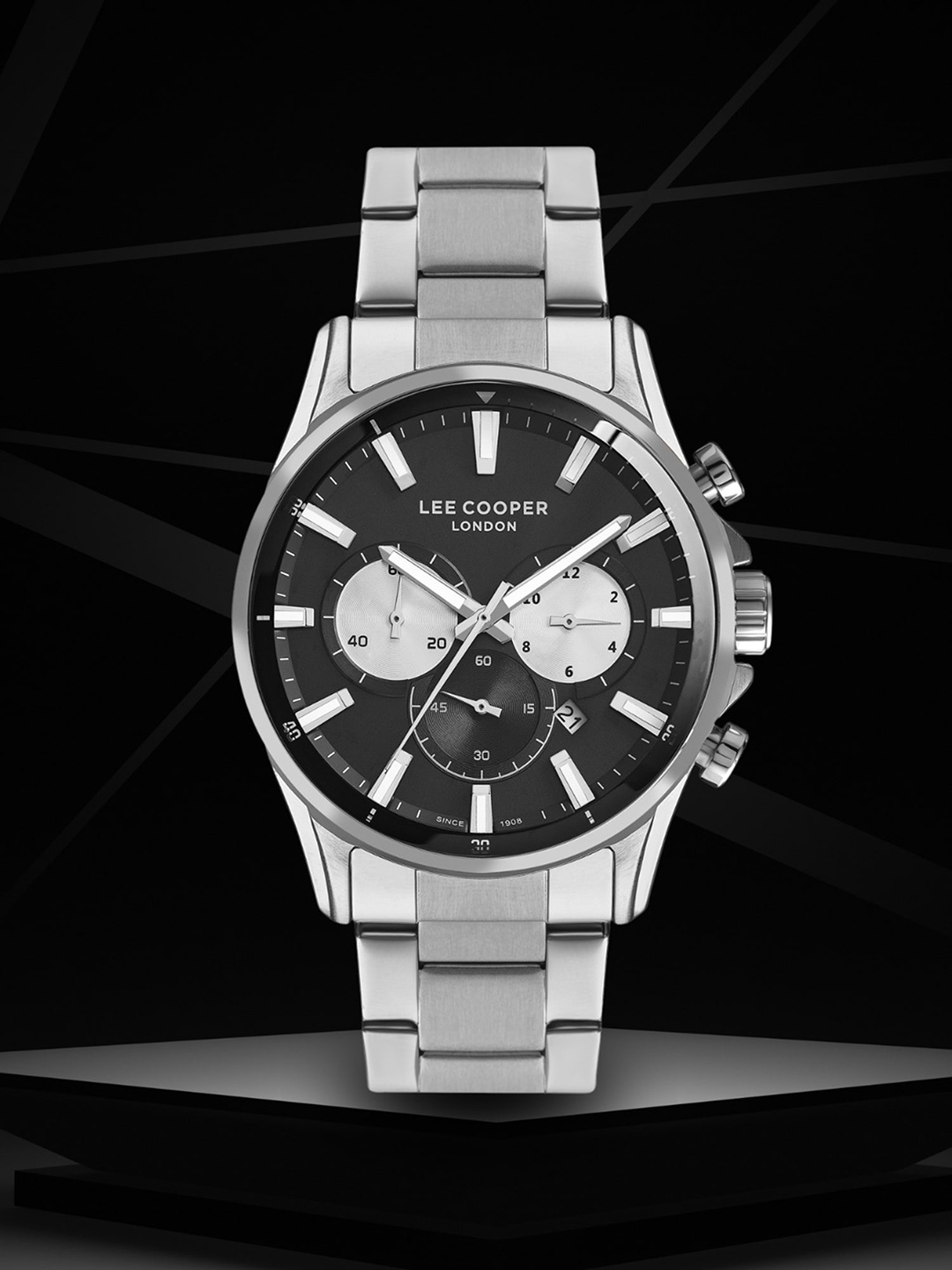 

Lee Cooper Men Brass Dial & Bracelet Style Straps Analogue Chronograph Watch LC07167.350, Black