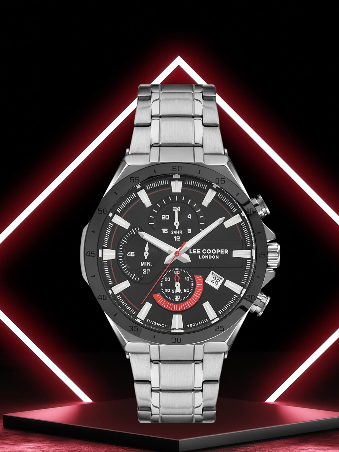 

Lee Cooper Men Brass Dial Bracelet Style Straps Analogue Chronograph Watch LC07258.350, Black