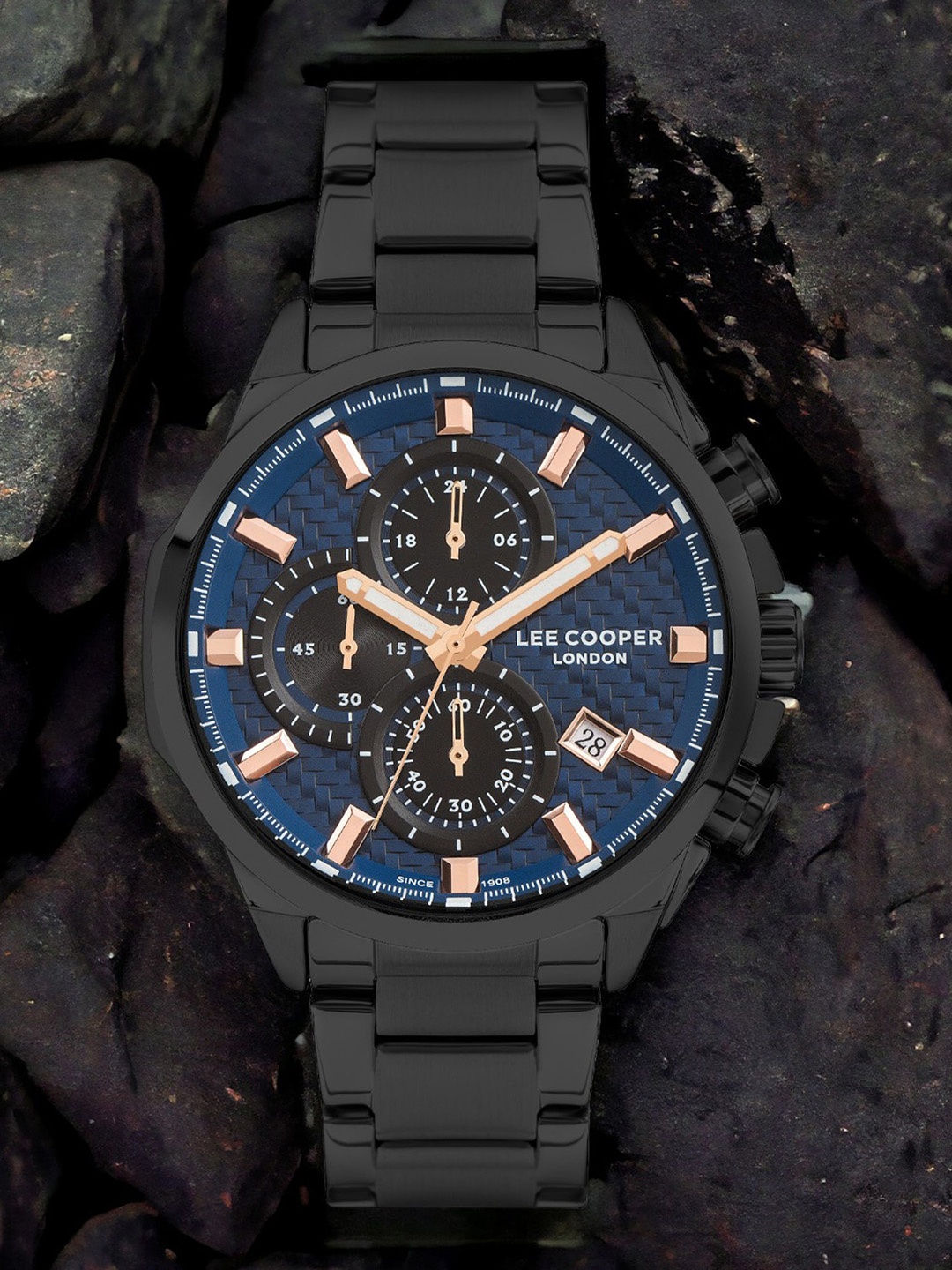 

Lee Cooper Men Brass Dial Bracelet Style Straps Digital Chronograph Watch LC07254.690, Blue