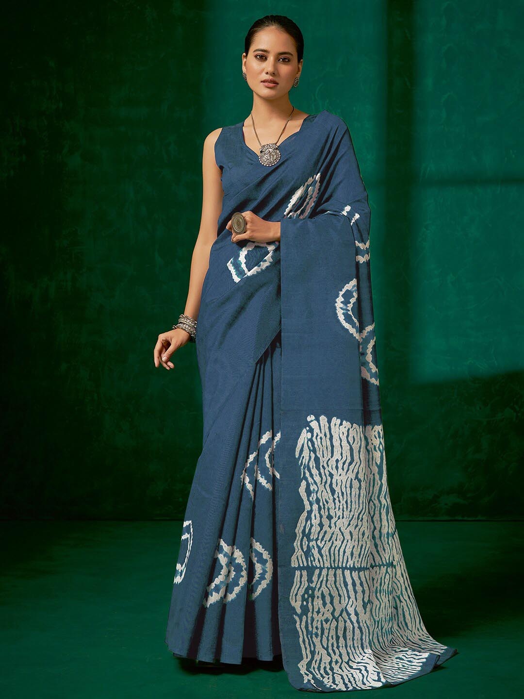 

Mitera Tie and Dyed Bhagalpuri Saree, Blue