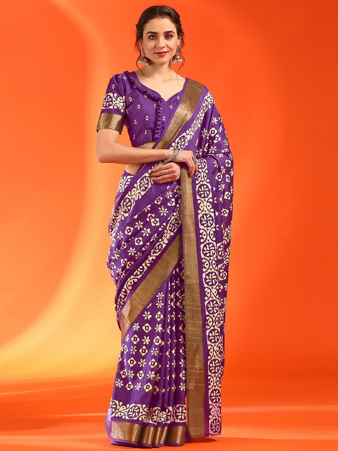 

Saree mall Ethnic Motifs Printed Zari Sungudi Saree, Magenta