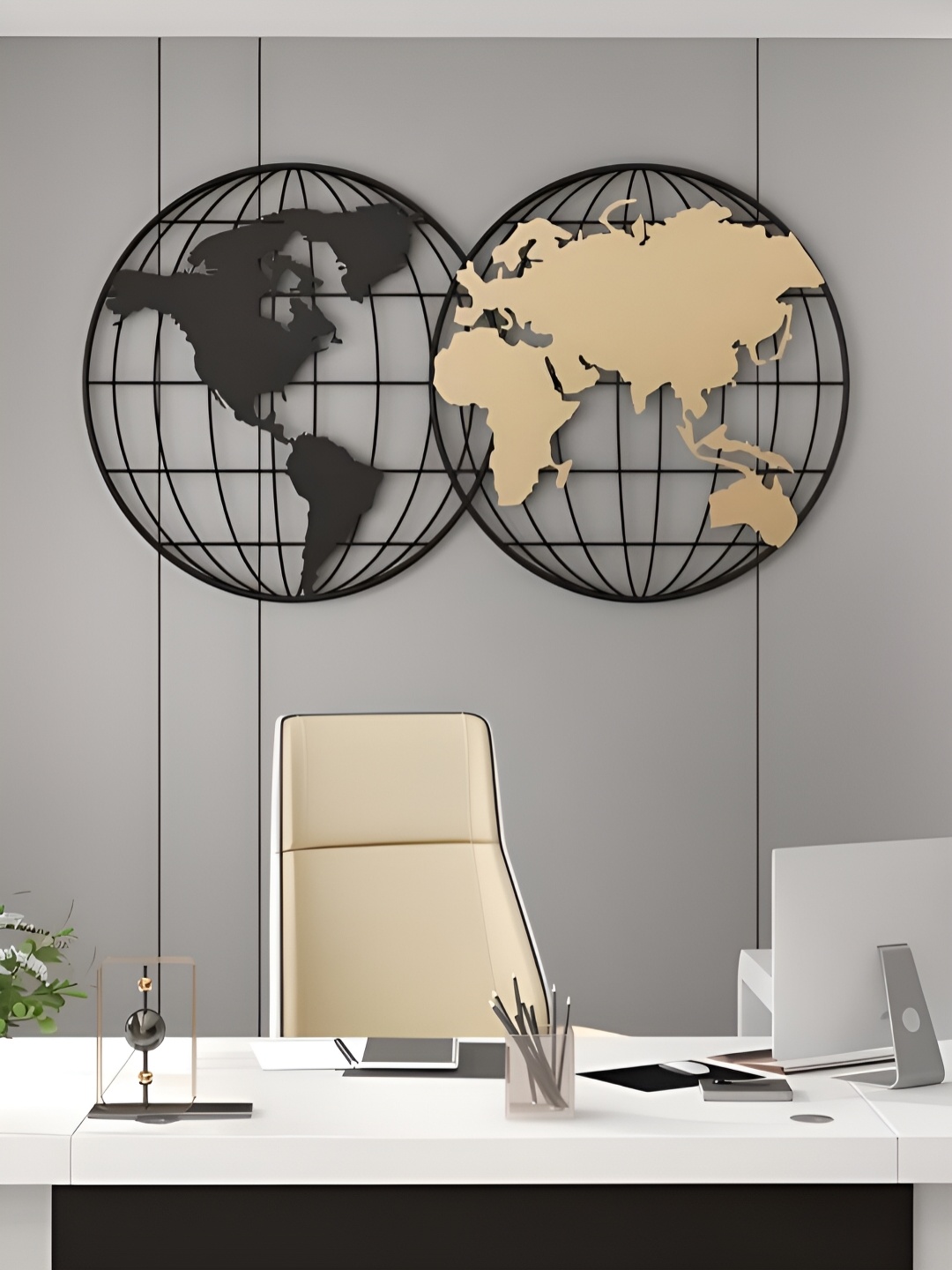 

The Art House Black & Camel Brown Metal Wall Decor