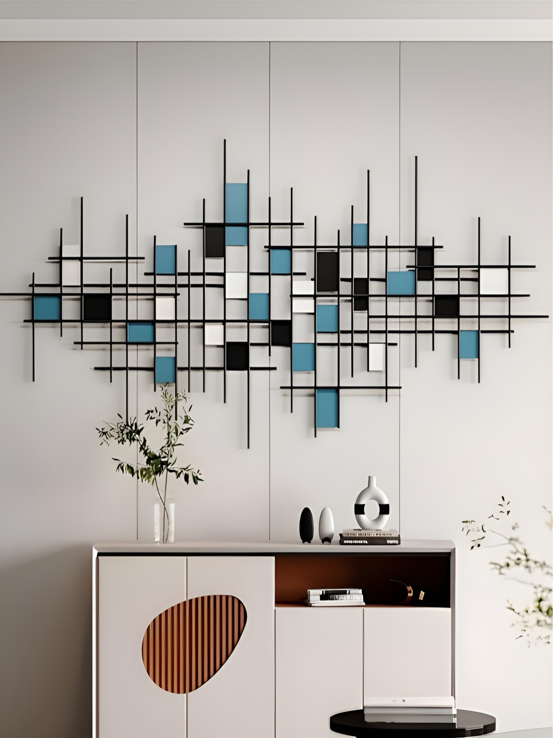 

The Art House Black & Blue Abstract Metal Wall Decor