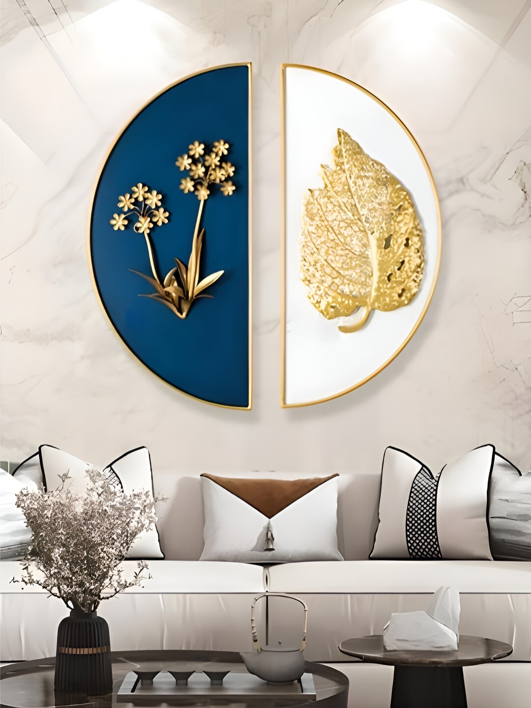 

The Art House White & Blue Metal Floral Wall Decor