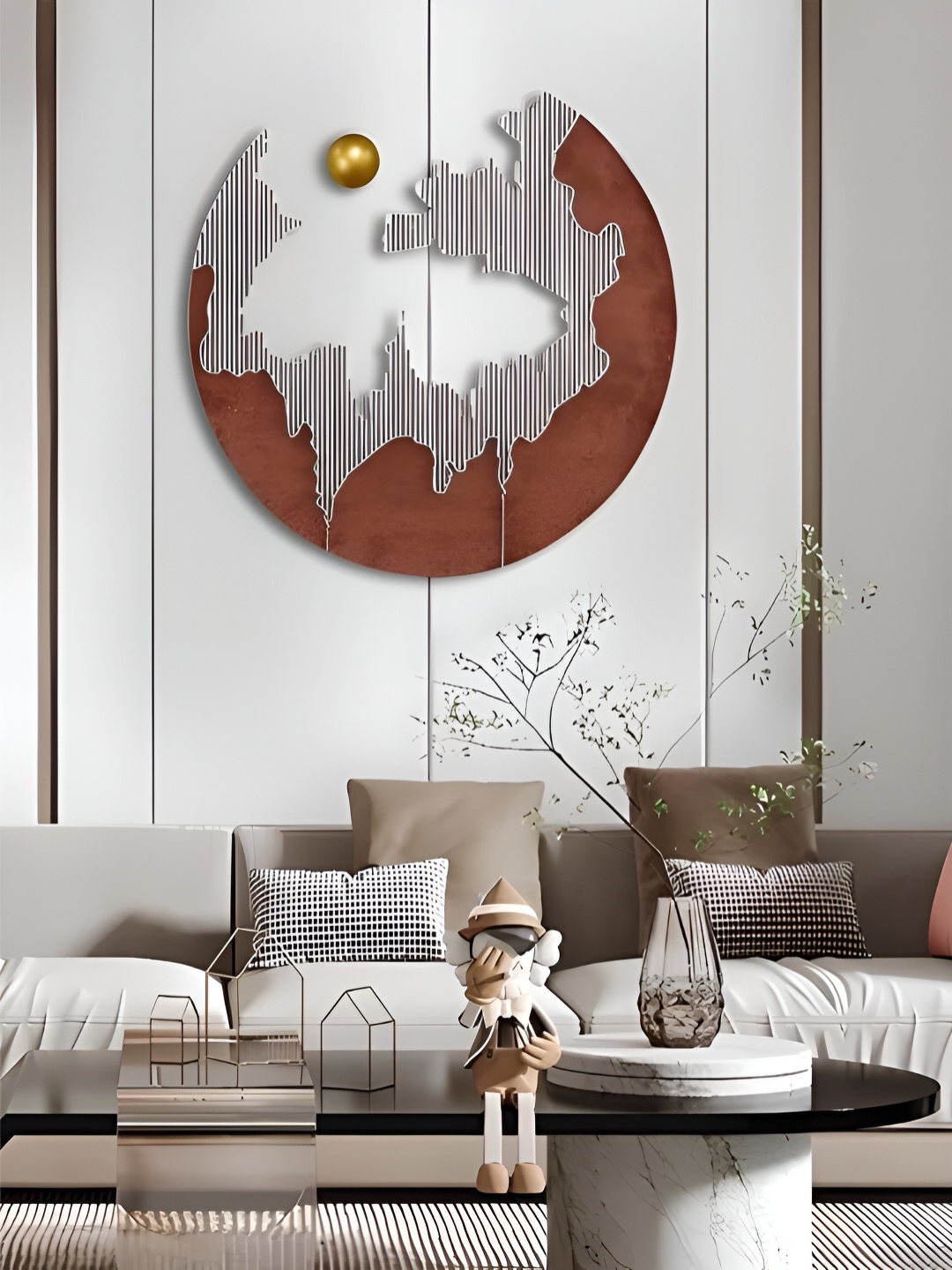 

The Art House Brown & White Abstarct Shaped Wall Decor
