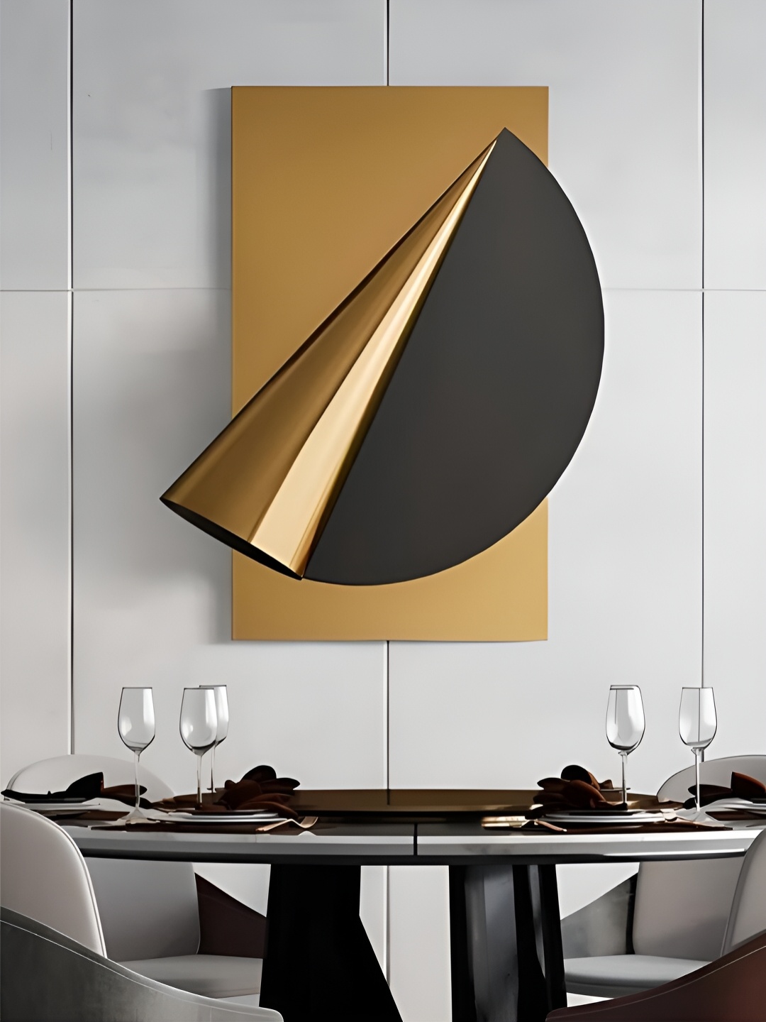 

The Art House Tan Brown & Grey Geometric Shaped Wall Decor