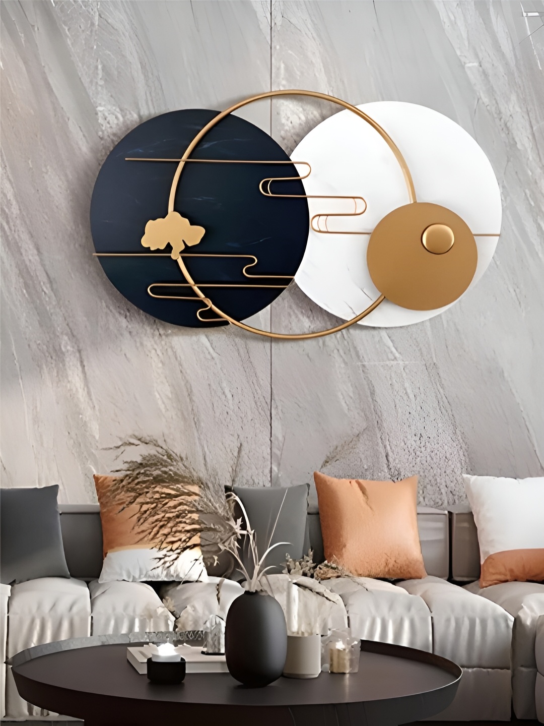

The Art House Blue & White Circle Shaped Iron Wall Decor, Navy blue