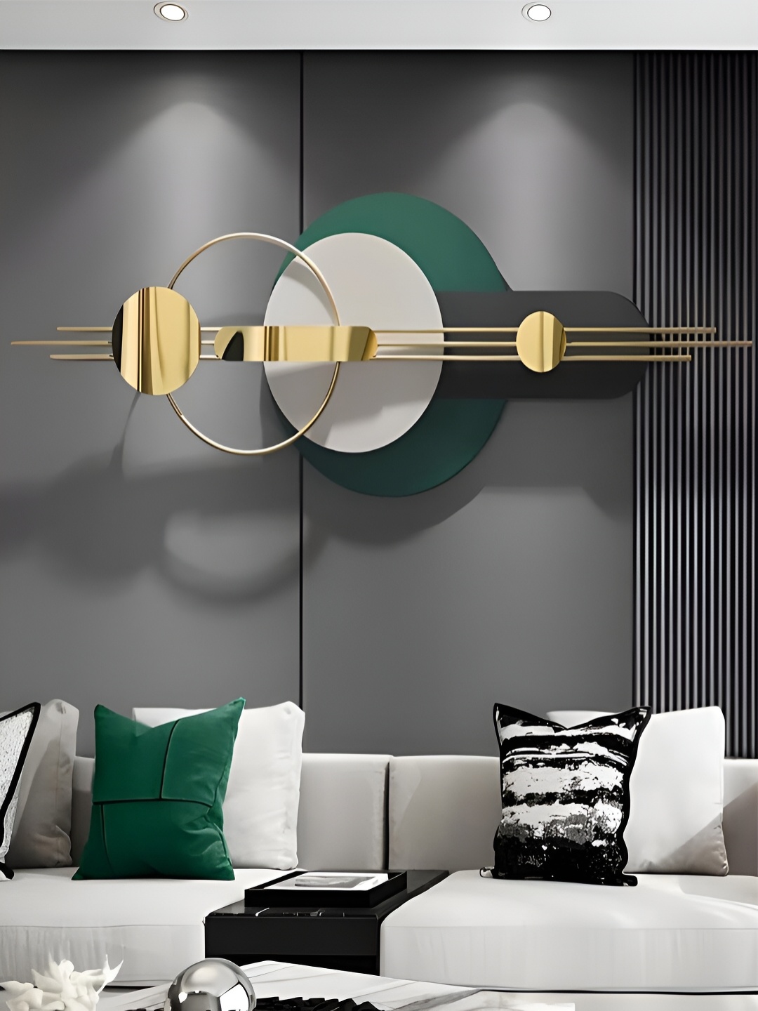 

The Art House Green & White Geometric Metal Wall Decor