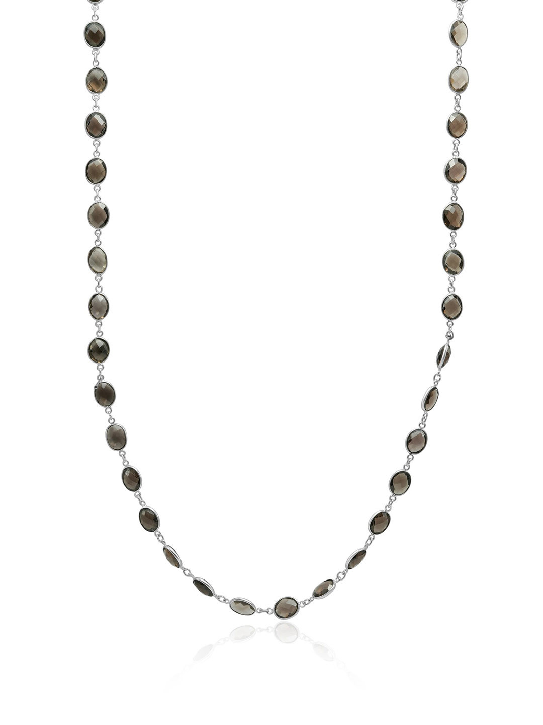 

925 SILLER Rhodium-Plated Crystals-Studded Silver Antique Necklace