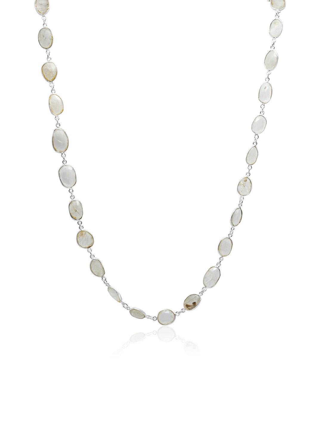 

925 SILLER Rhodium-Plated Crystals-Studded Silver Antique Necklace