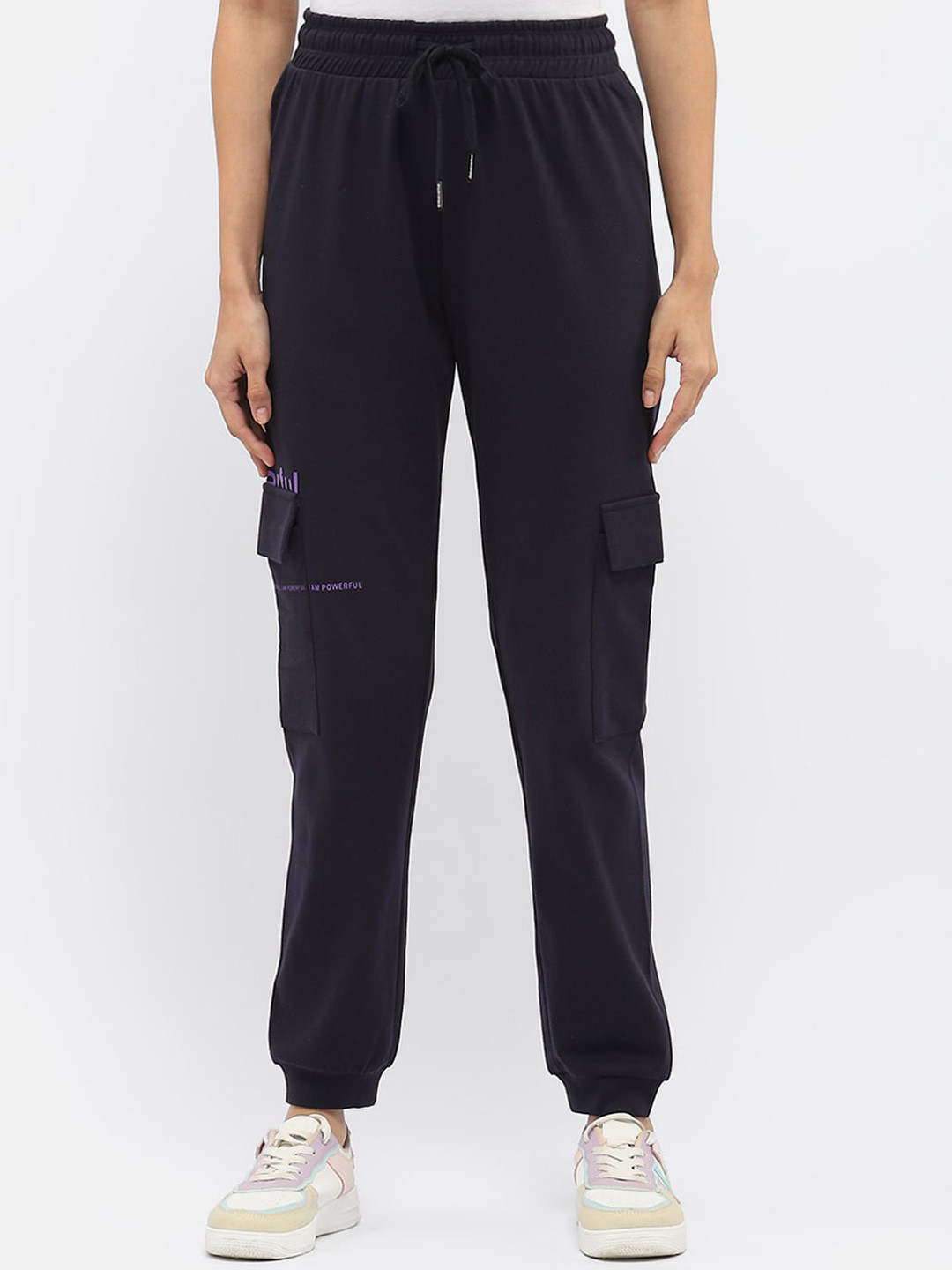 

MADAME M SECRET Women Mid Rise Joggers, Navy blue