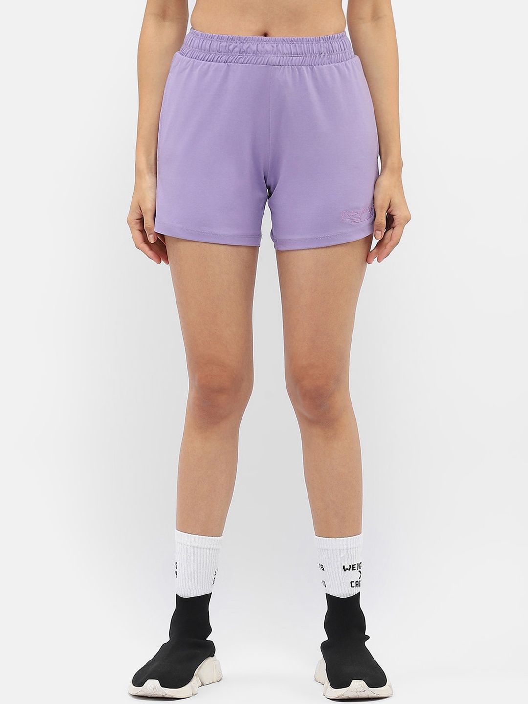 

MADAME M SECRET Women Mid Rise Sports Shorts, Purple