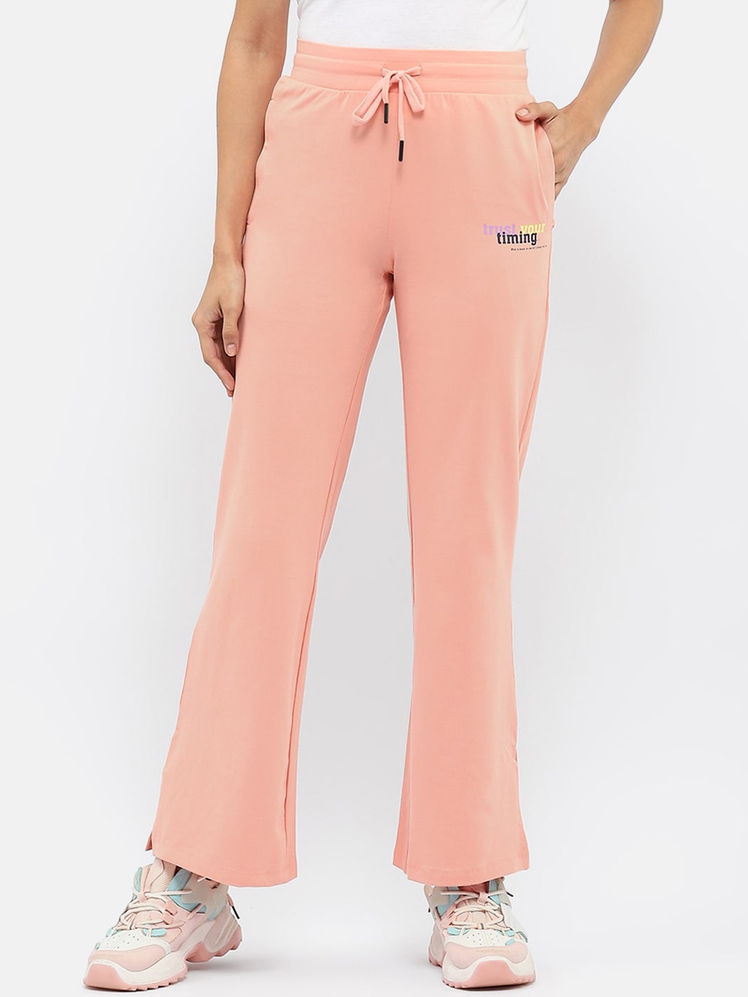 

MADAME M SECRET Women Mid Rise Track Pants, Peach