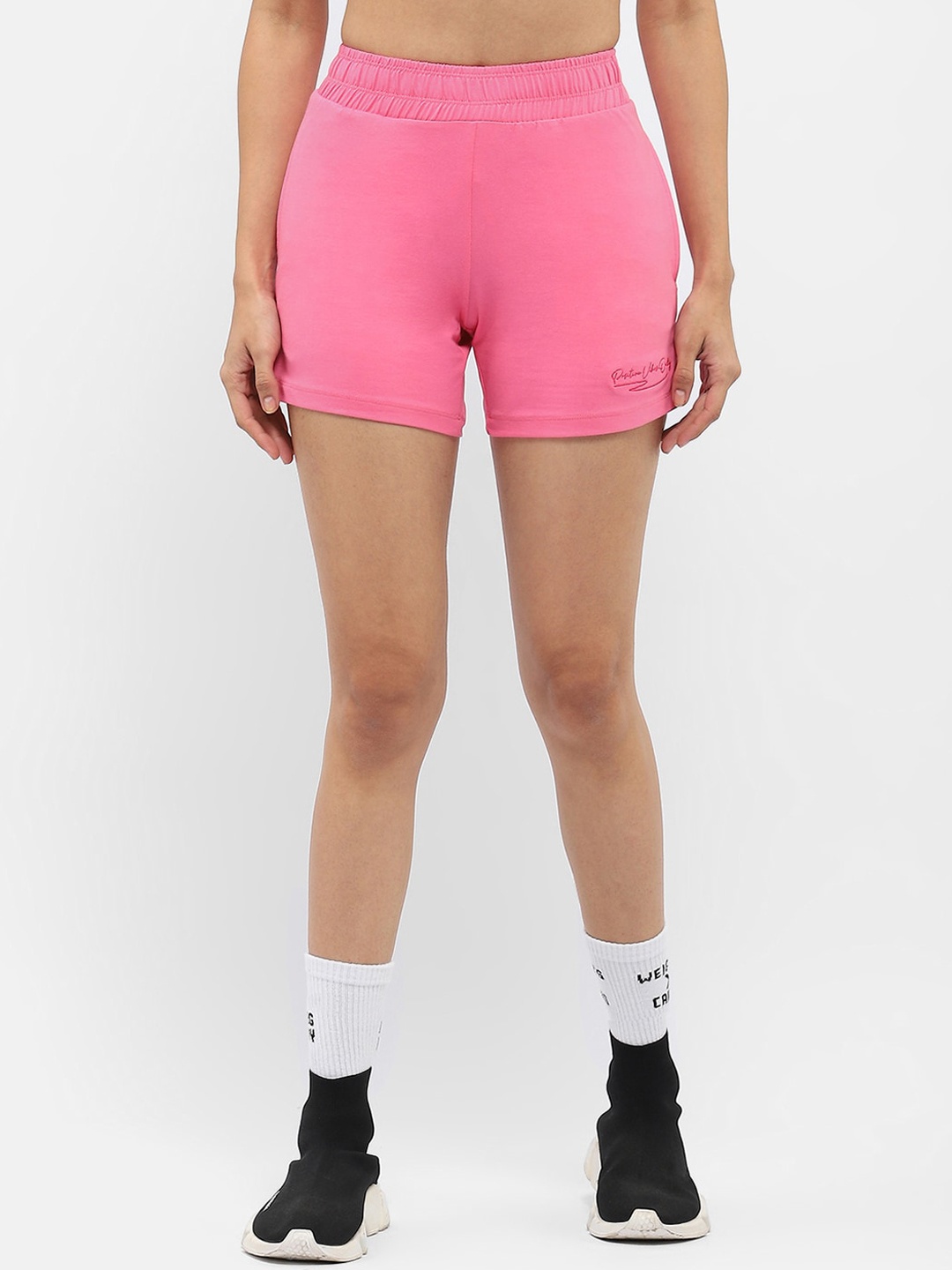 

MADAME M SECRET Women Mid Rise Sports Shorts, Pink