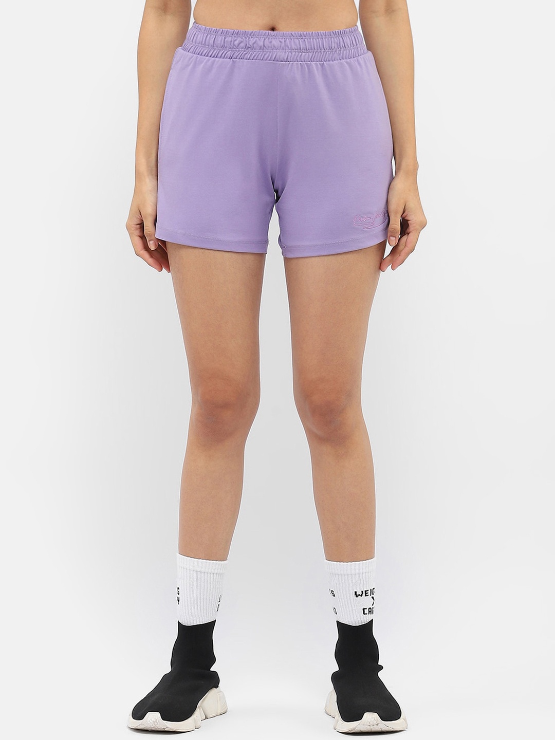

MADAME M SECRET Women Mid Rise Sports Shorts, Purple