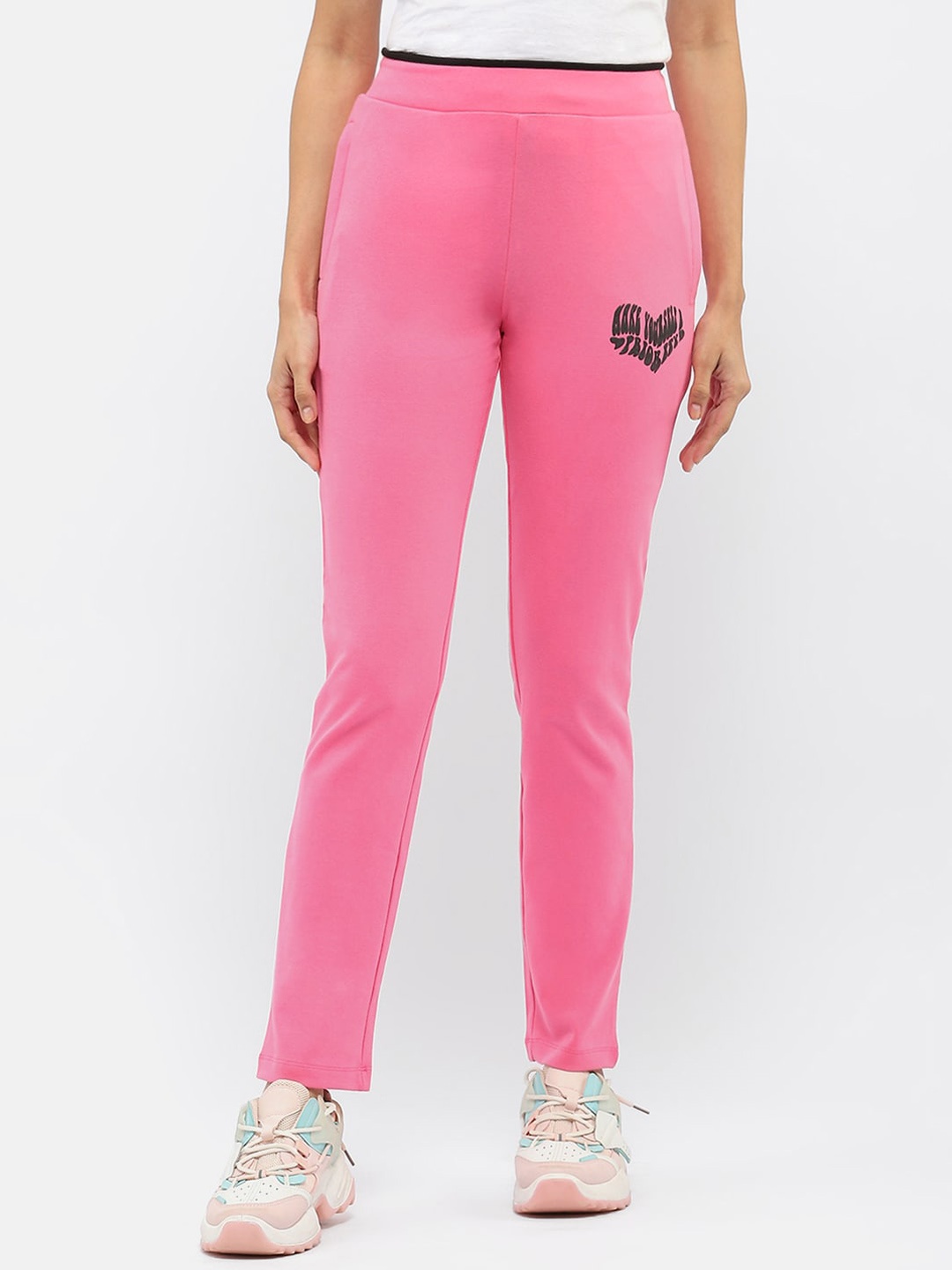 

MADAME M SECRET Women Mid-Rise Track Pant, Pink