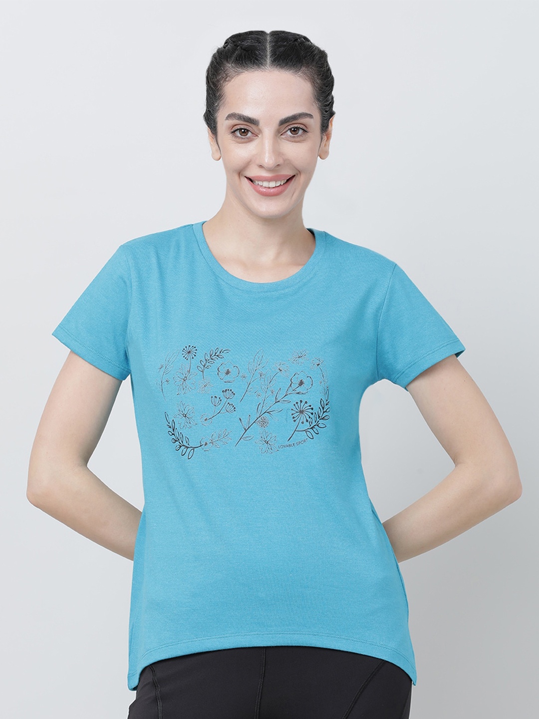 

Lovable Sport Floral Printed T-shirt, Blue