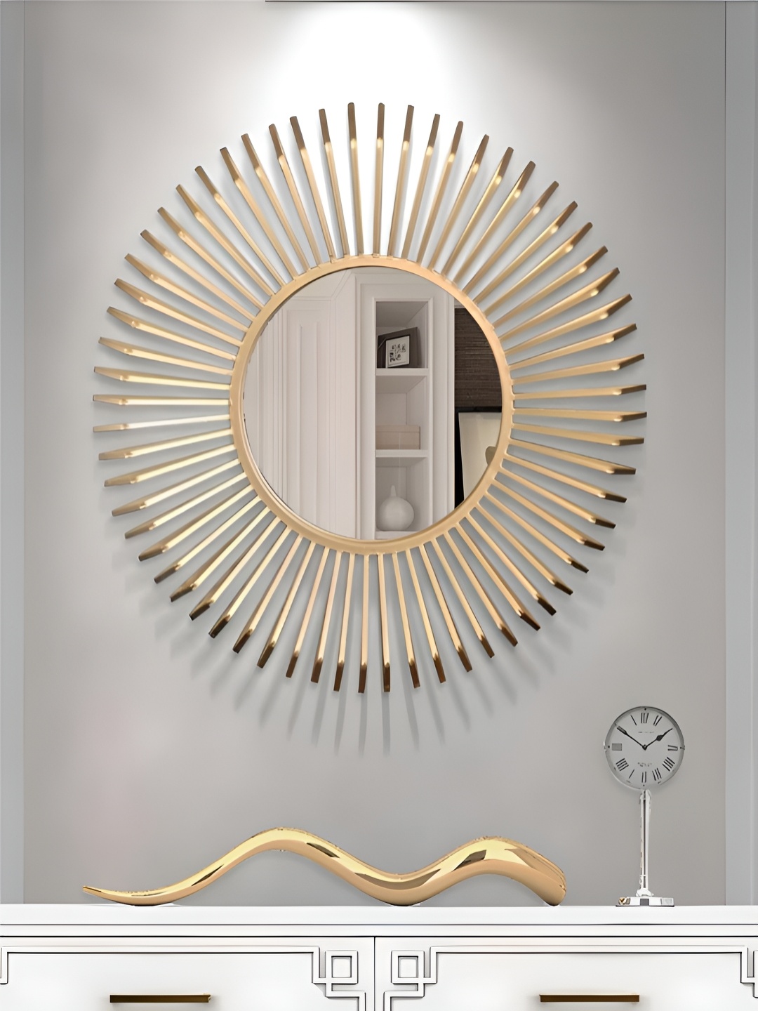 

THE HANDMADE FLAIR Yellow Irregular Wall Mirror, Gold