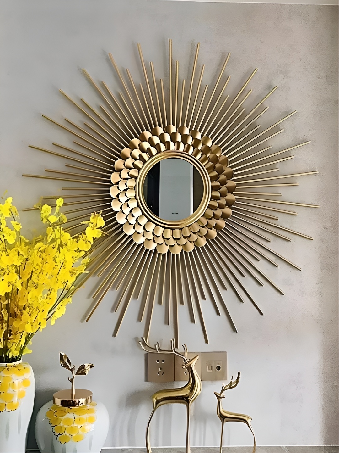 

THE HANDMADE FLAIR Brown Irregular Mirror Wall Decor, Gold