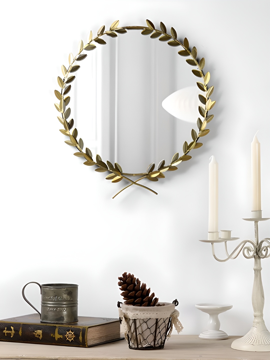 

THE HANDMADE FLAIR Gold Toned Textured Oval Irregular Wall Mirror