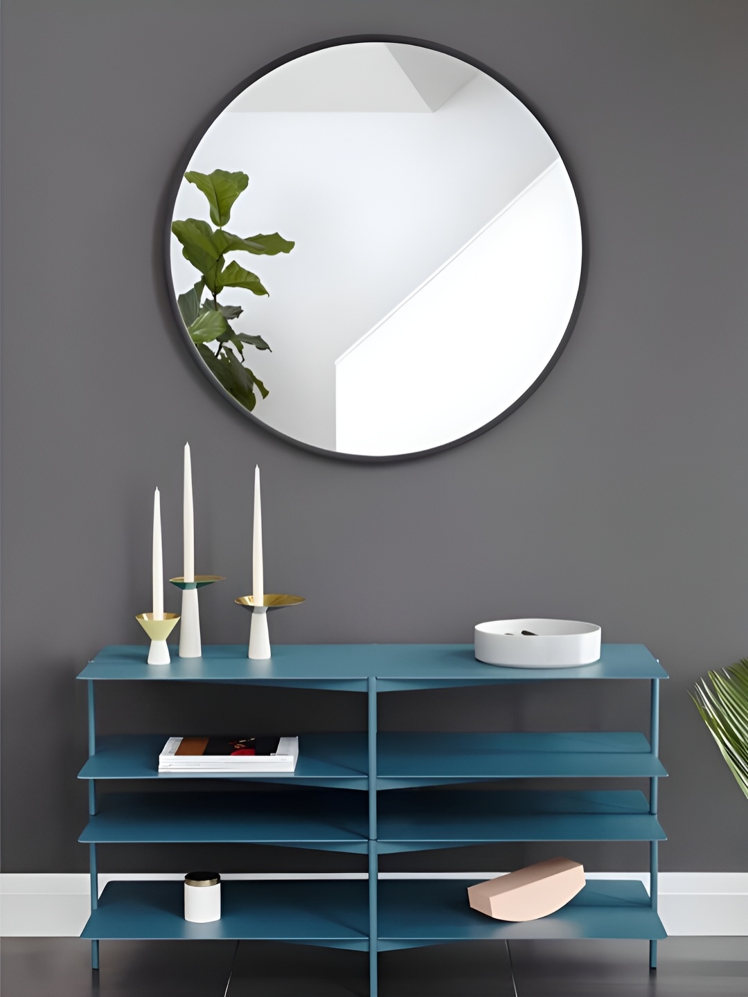 

THE HANDMADE FLAIR Black Round Wall Mirror