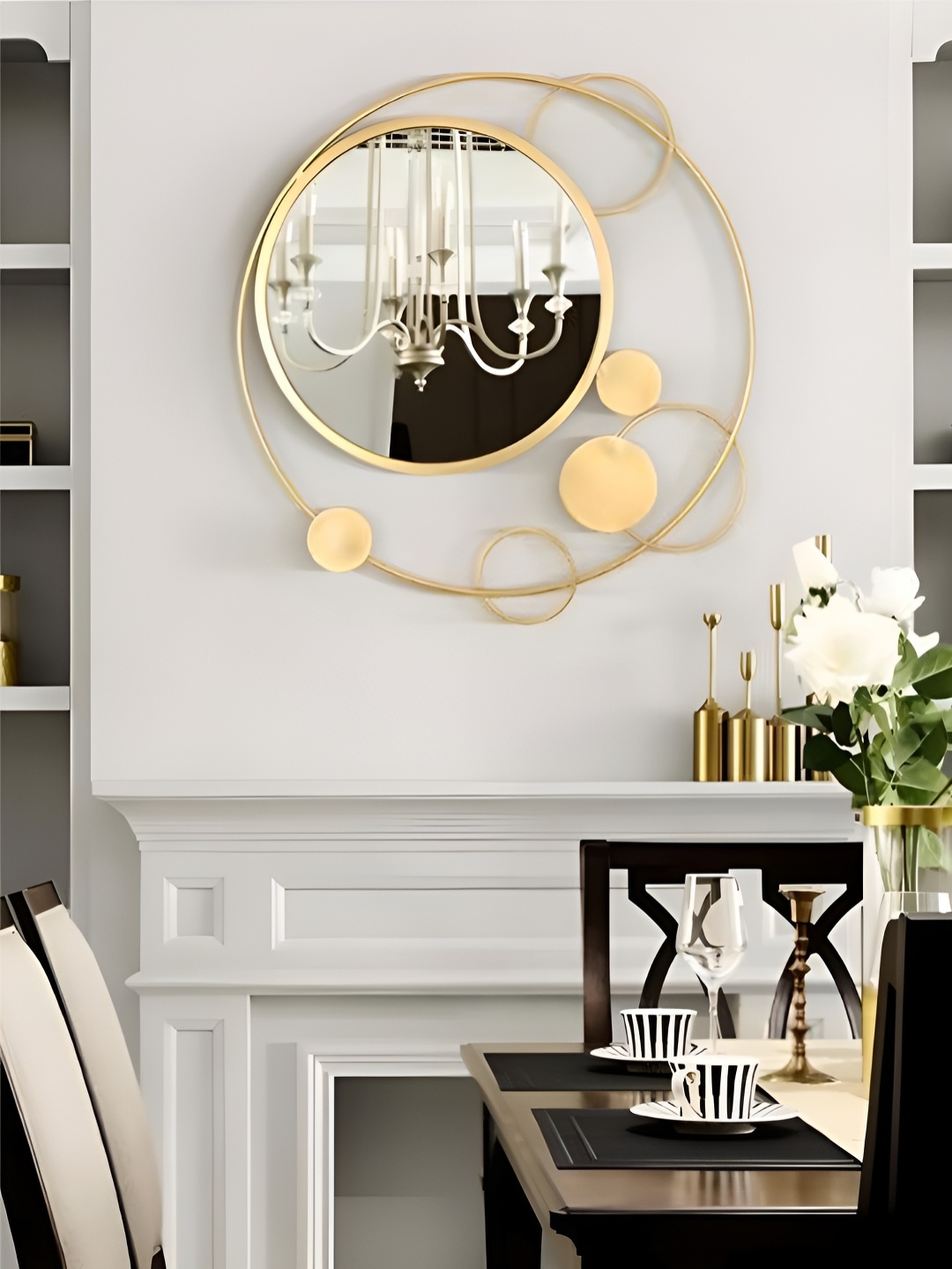 

THE HANDMADE FLAIR GoldToned Rounded-Details Framed Wall Mirror, Gold
