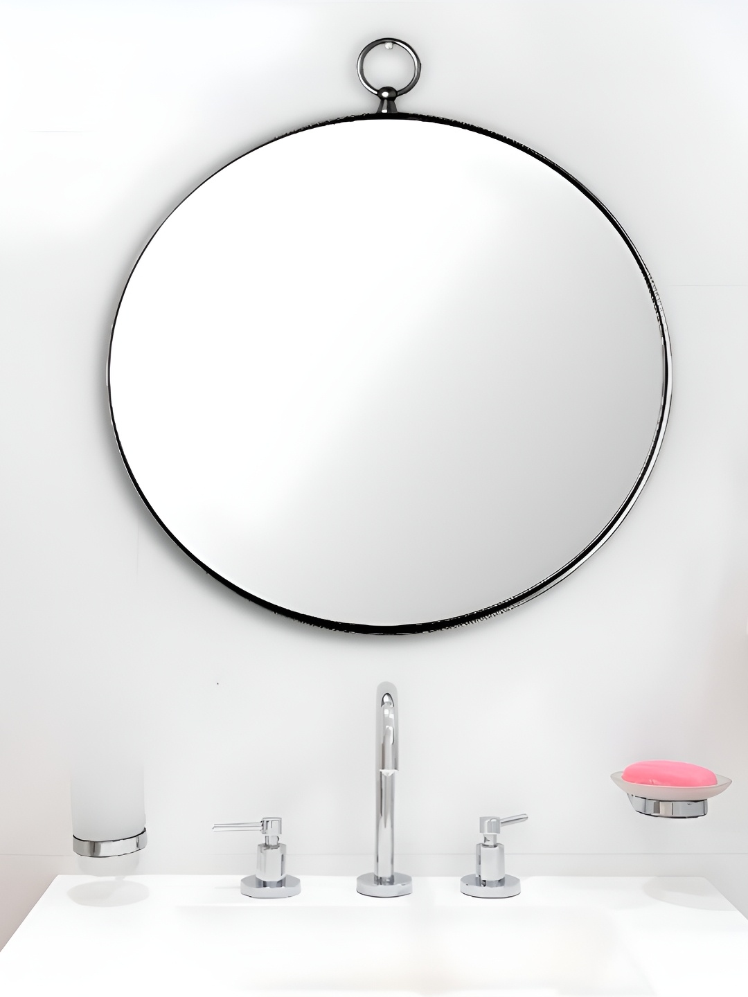 

THE HANDMADE FLAIR White Irregular Mirror Wall Decor, Black