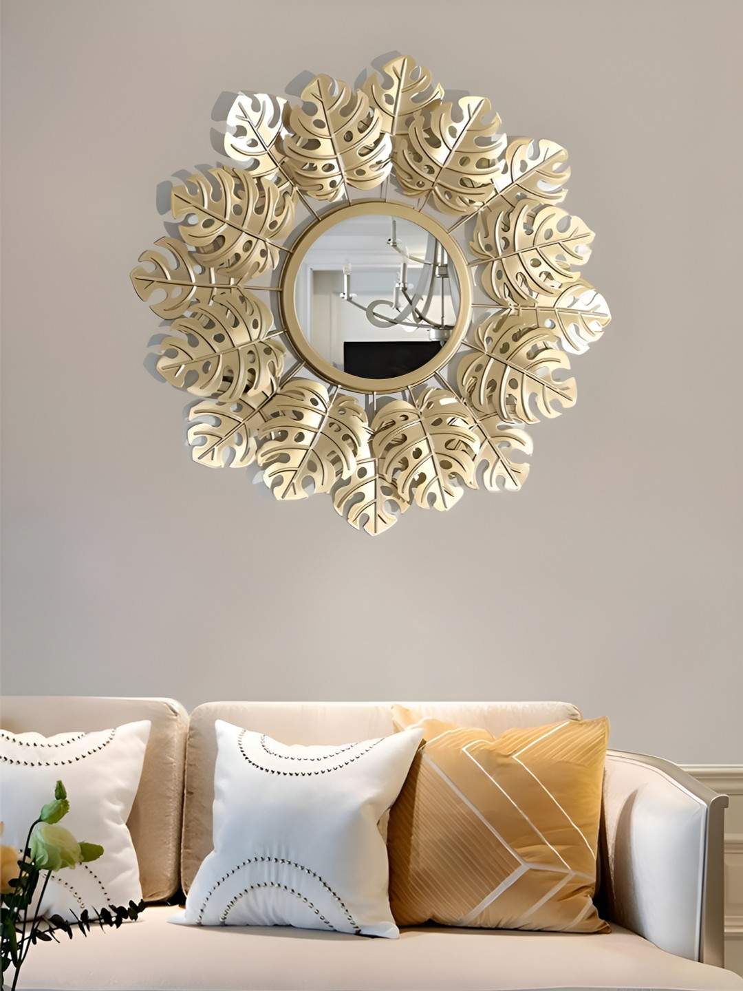 

THE HANDMADE FLAIR Yellow Mirror Wall Decor, Gold