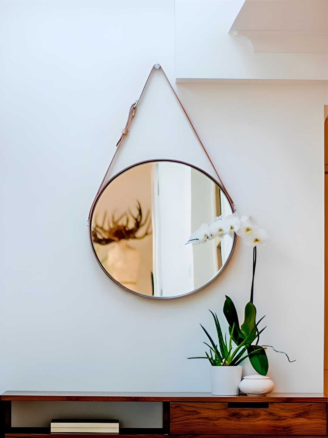 THE HANDMADE FLAIR Brown Irregular Round Shaped Wall Mirror
