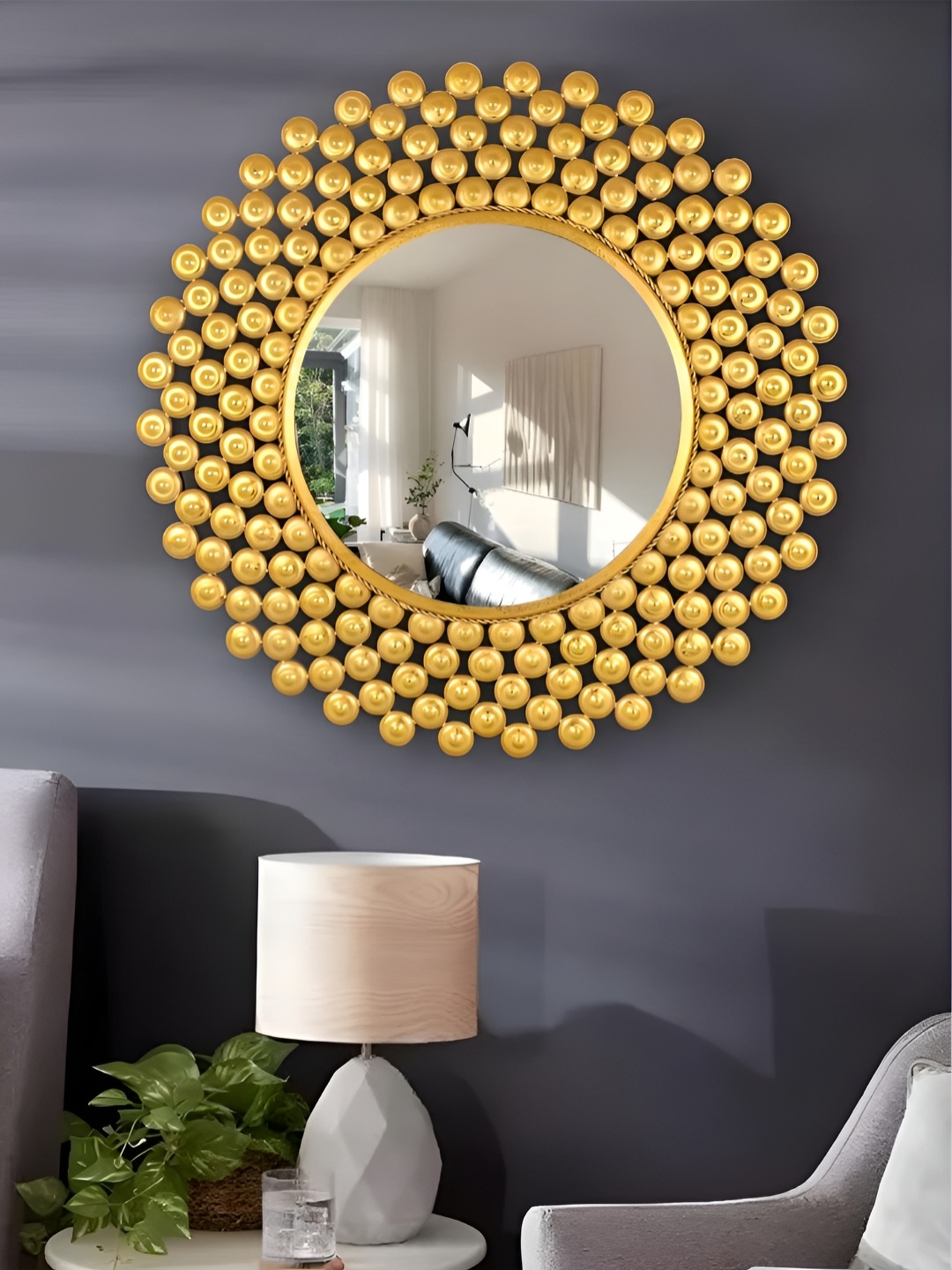 

THE HANDMADE FLAIR Yellow Irregular Mirror Wall Decor, Gold