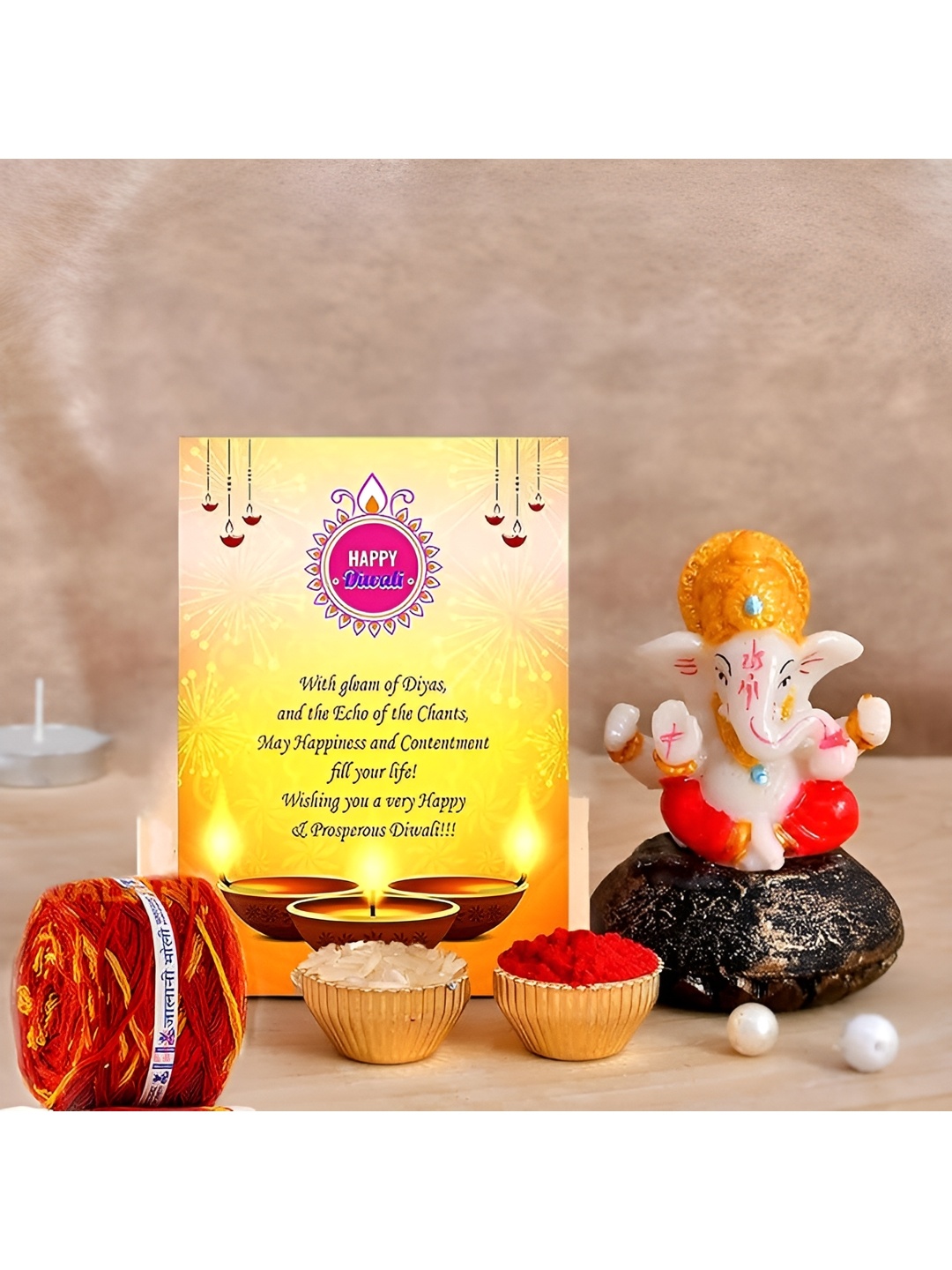 

CraftVatika Cream & Gold Toned Marble Religious Idol Decorative Showpiece