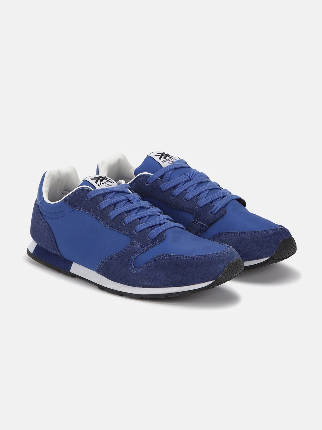 

United Colors of Benetton Men Colourblocked Lightweight Comfort Insole Suede Sneakers, Blue