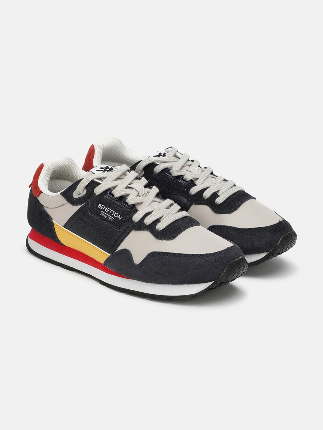 

United Colors of Benetton Men Colourblocked Lightweight Comfort Insole Lace-Up Sneakers, Grey