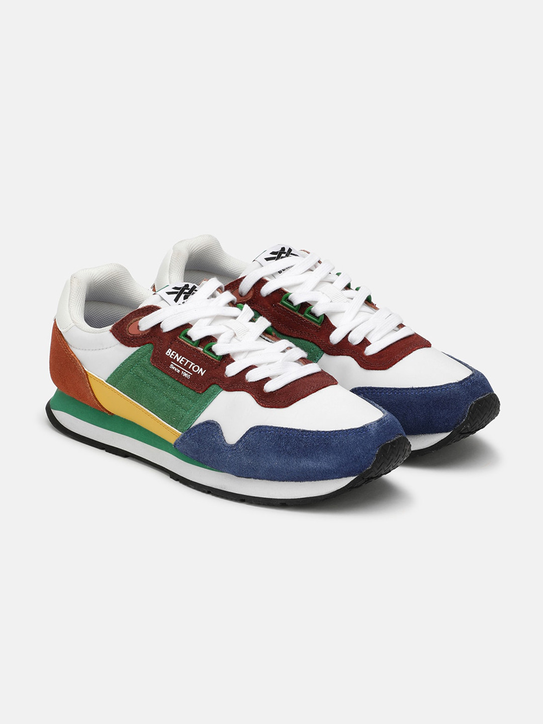 

United Colors of Benetton Men Colourblocked Lightweight Comfort Insole Lace-Up Sneakers, White