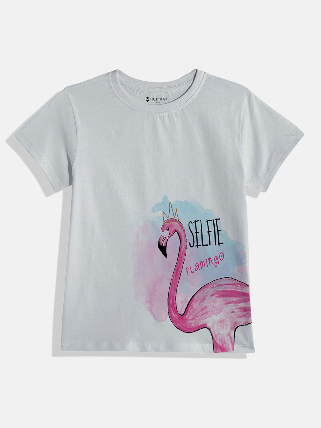 

Huetrap Girls Typography Printed Cotton T-shirt, Grey
