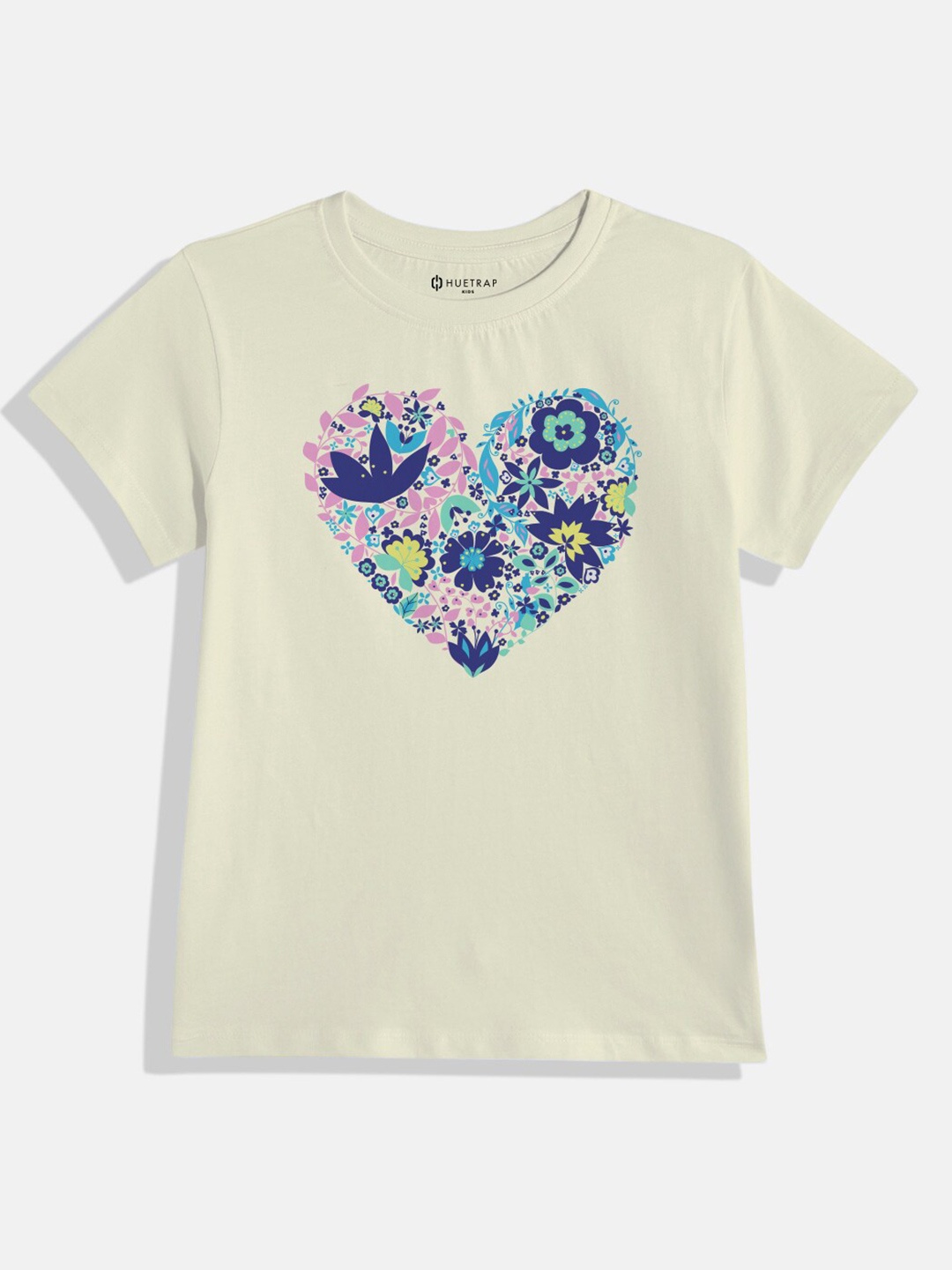 

Huetrap Girls Graphic Printed Pure Cotton T-shirt, Off white