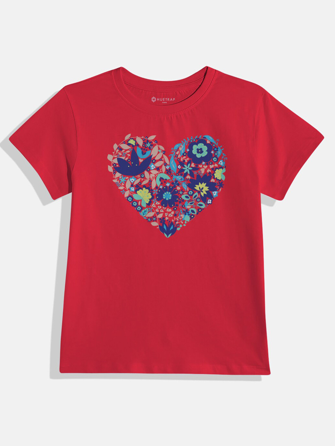 

Huetrap Girls Graphic Printed Pure Cotton T-shirt, Red