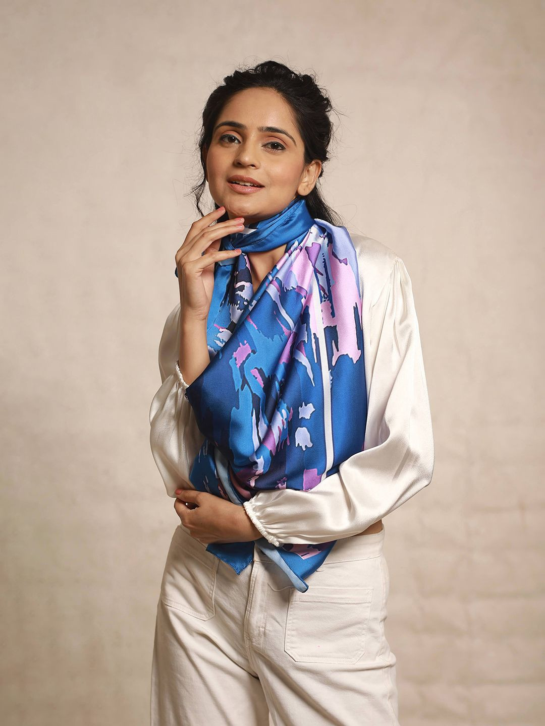 

CrossKulture Women Printed Scarf, Blue